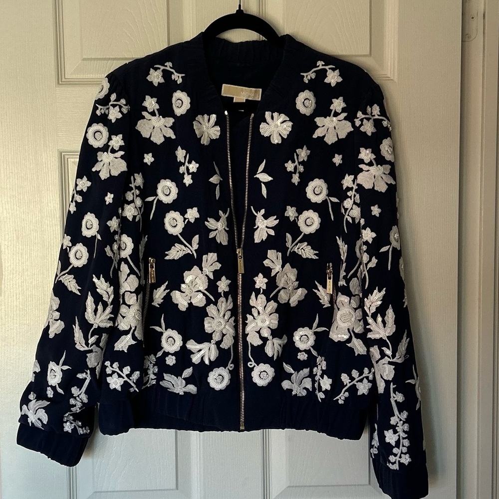 MICHAEL Michael Kors Navy and White Floral Jacket